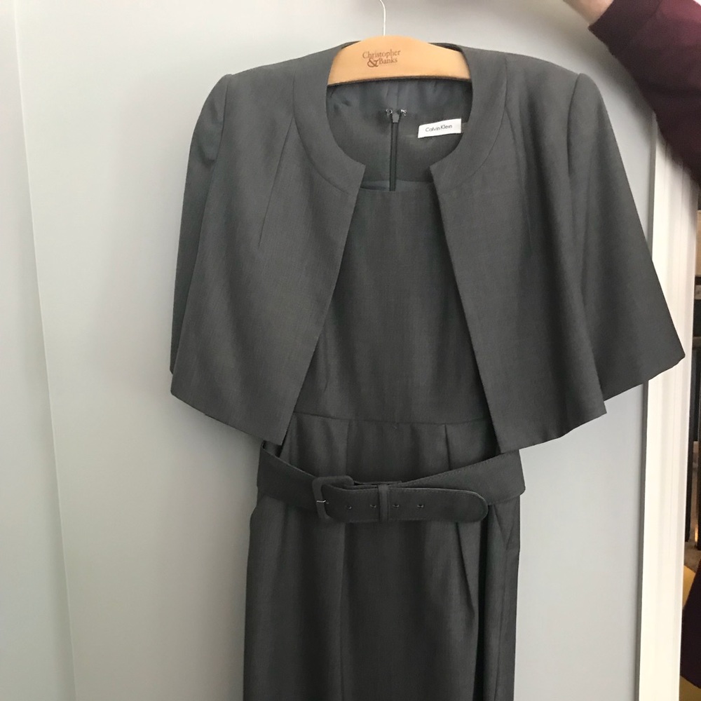 Grey dress and jacket set